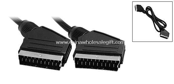 Scart untuk Scart Extention tali kabel konektor hitam