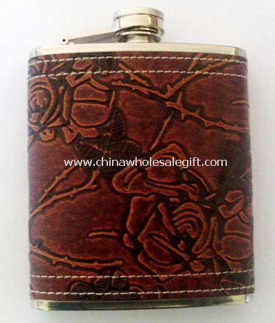 2oz Leather-wrapped Hip Flask