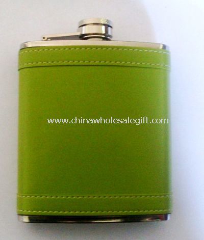 Leather-wrapped 10oz Water Transfer Hip Flask