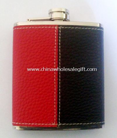 Leather-wrapped 3oz Water Transfer Hip Flask
