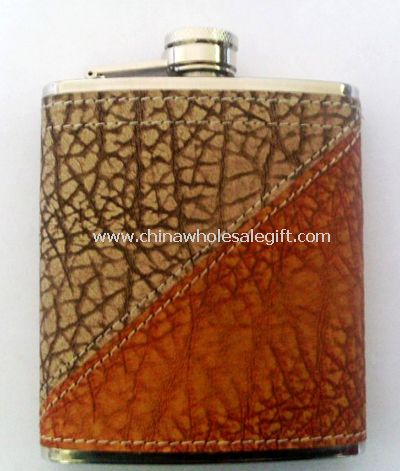 Leather-wrapped 6oz Hip Flask
