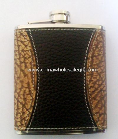 Leather-wrapped 7oz Hip Flask