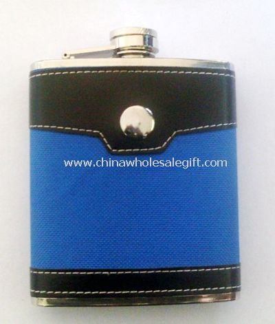 Leather-wrapped 8oz Hip Flask