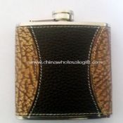 285ml forrado en cuero Hip Flask images