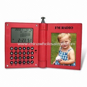 Radio FM con calcolatrice a 8 cifre e portafoto