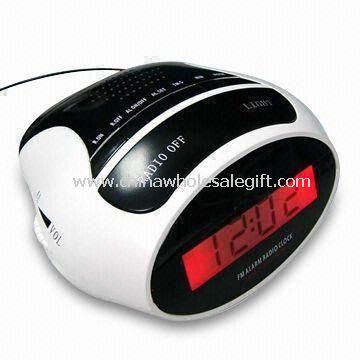 Alarm Radio Clock with LED Backlight and LCD Frequency Display