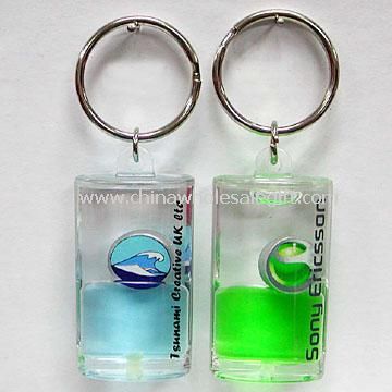 Özelleştirilmiş tasarımları ile sıvı akrilik Aqua-stil anahtar zinciri