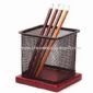 Mesh Pencil Holder with Wooden Base small picture