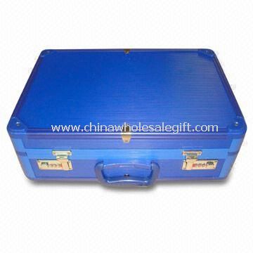 Aluminum Attache Case with Blue Stripe ABS Surface
