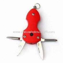 Multifunction Keychain with LED Flashlight Bottle Opener Sharp Knife Blade and Screwdriver images