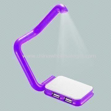 Foldbar 4 porte USB lys lavet af ABS med stander HUB og Notebook