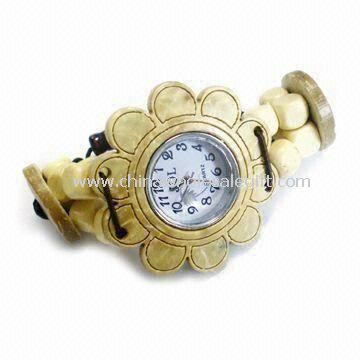 Reloj de pulsera con coco Shell caso/correa y movimiento del cuarzo de Japón
