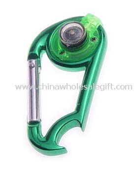 carabiner with compass and bottle opener