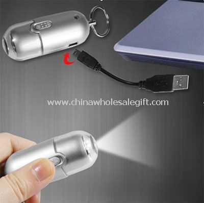USB Rechargeable Flashlight with Key Ring