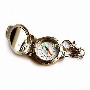 Zinc Alloy Compass with Key Ring and Reflector