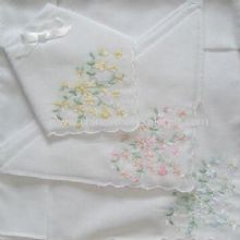 Ladies Embroidery Handkerchiefs with Embroidered Corner images