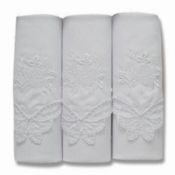 Ladies Embroidery Handkerchiefs with lace corner images