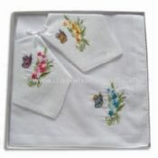 Ladies Embroidery Handkerchiefs with Satin Border images