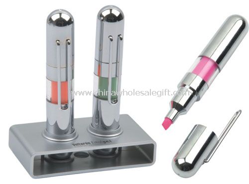 Clip highlighter pen with base