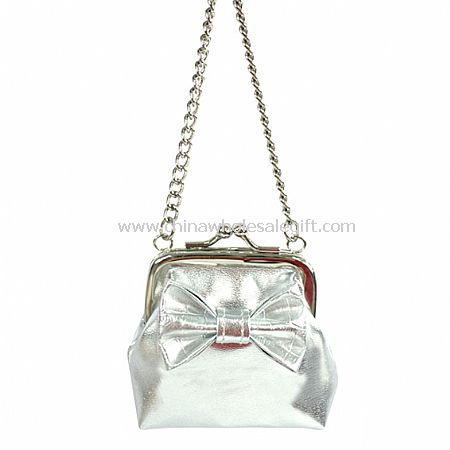 Metallic PVC Chained Frame Bag with Crocodile PVC Bow