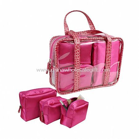 Polyester Satin Cosmetic Bag Set