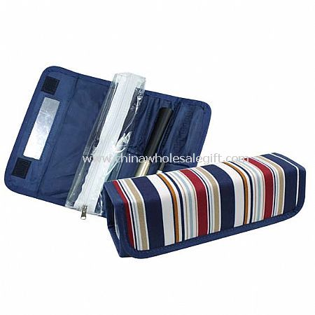 Strips Pattern Polyester Toiletry Bags in Cube Shaped