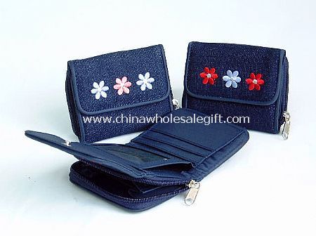 Denim Wallet with Embroidery