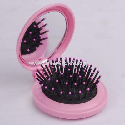 Cosmetic mirror and brush