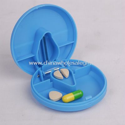 Kulatá pilulka případ s řezačkou