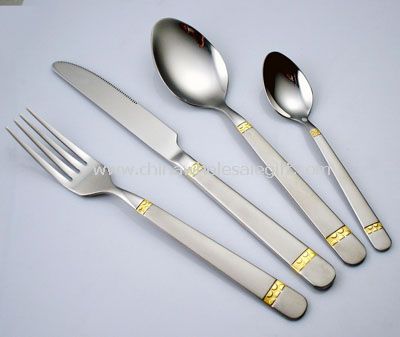Cutlery set with Gold plating on handle