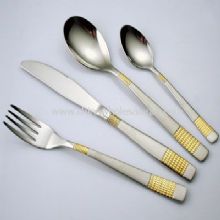 Gold plating handle cutlery set images