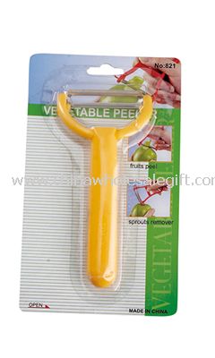 Plastic and metal fruit peeler