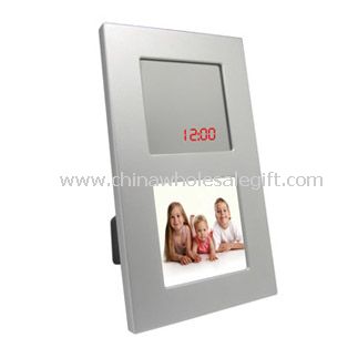 LED Mirror Clock with Photo Frame
