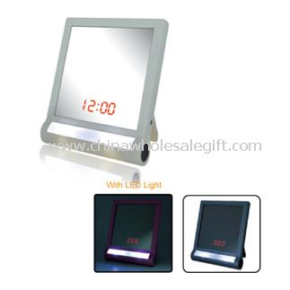 LED mirror clock with LED light