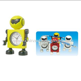 Jam Alarm Robot mini dengan pemegang pena