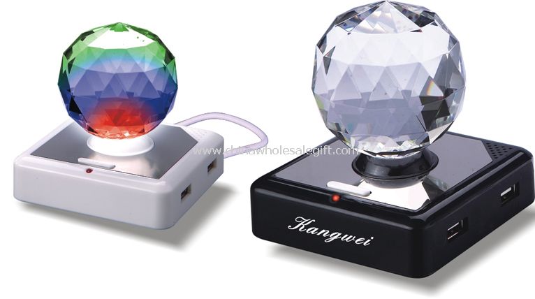 krystal form USB HUB med farverige lys
