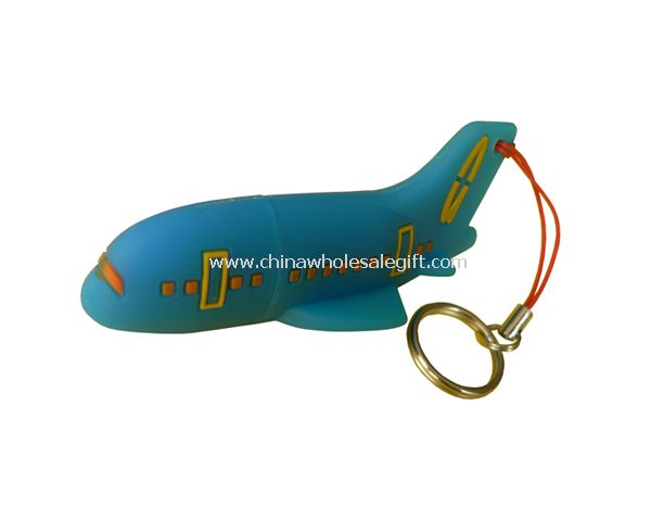 Soft PVC airplane USB Flash Drive with Keychain