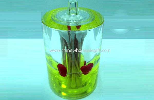 Into the oil of cotton bud container