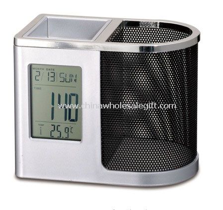 LCD Clock with Mesh Pen holder