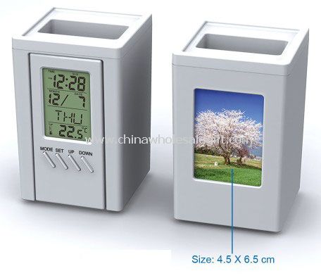 Multi-function Detacheable LCD Clock with Pen Holder