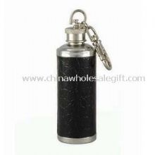 5OZ mini hip flask with leather images