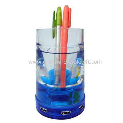 Marvelous aqua 4-port pencil vase USB HUB