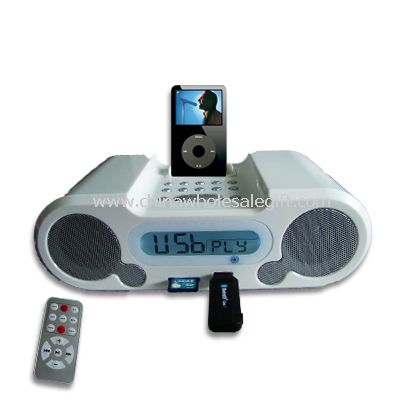 Docking station for ipod with radio and LCD clock