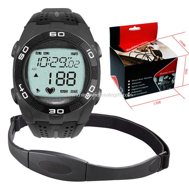 Wireless heart rate watch with chest belt