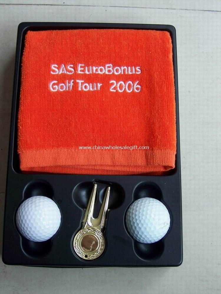 Dárková sada s golfový ručník a Divot Tool Golf a Golf Ball