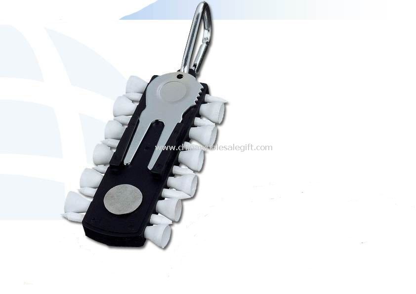 Golf Key Ring with Divot Tool and Tee Marker