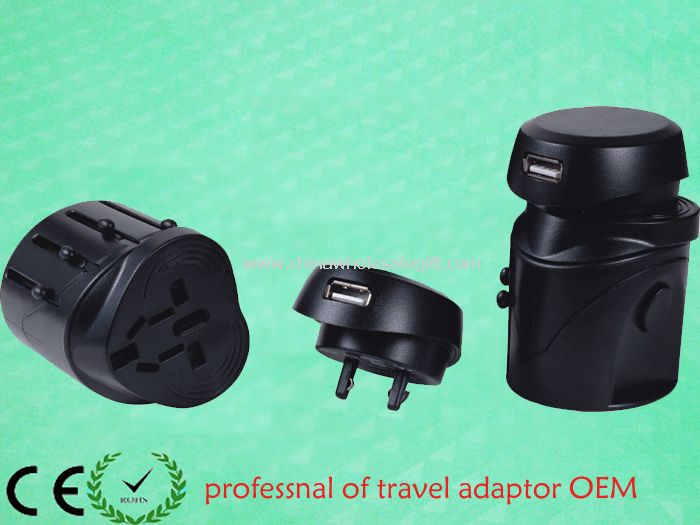 Swiss worldwide travel adaptor with USB Output