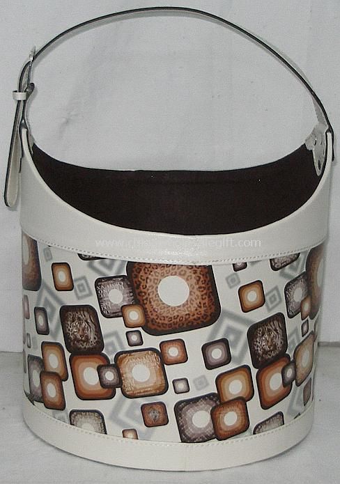 leather Round shopping basket