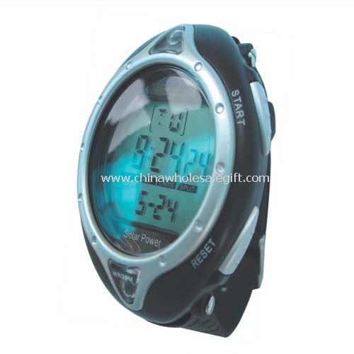 Solar sports watch with Stopwatch