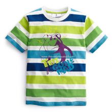 Boys and Childrens Short Sleeve Printing Striped T-shirt images